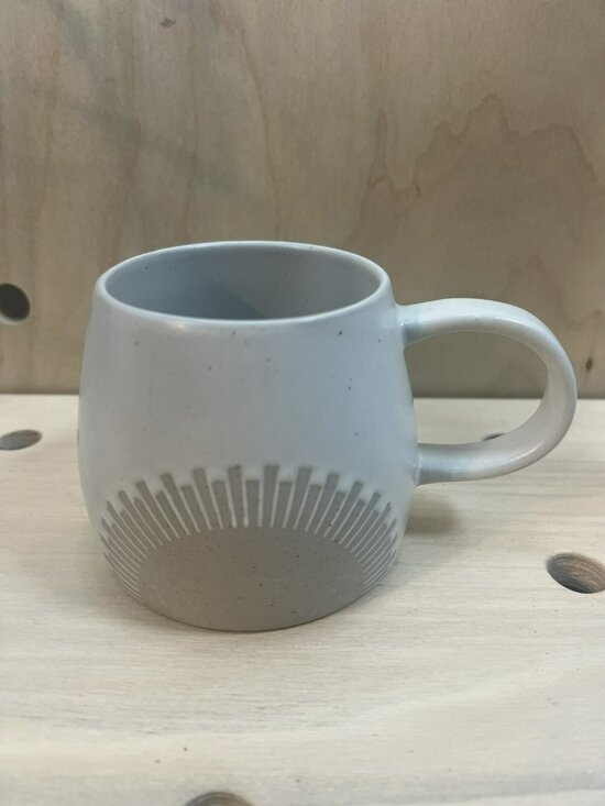 World Market Other - World Market White Ridged Sunset Mug Boho Coffee Cup